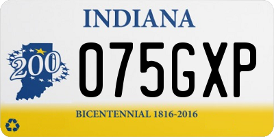 IN license plate 075GXP