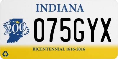 IN license plate 075GYX