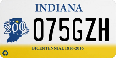 IN license plate 075GZH