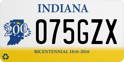 IN license plate 075GZX