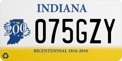 IN license plate 075GZY