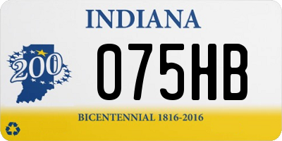 IN license plate 075HB