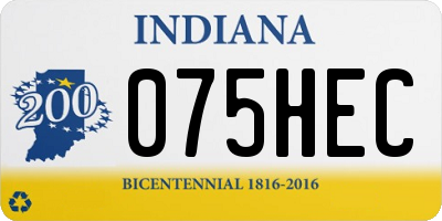 IN license plate 075HEC