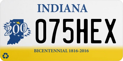 IN license plate 075HEX
