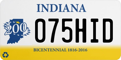 IN license plate 075HID