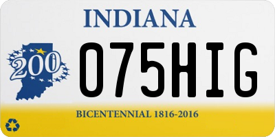 IN license plate 075HIG