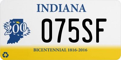 IN license plate 075SF