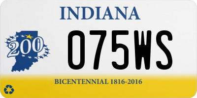 IN license plate 075WS