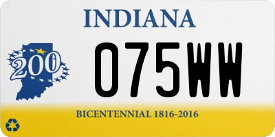 IN license plate 075WW