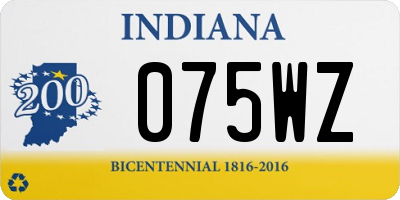 IN license plate 075WZ