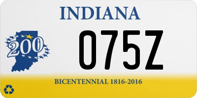 IN license plate 075Z