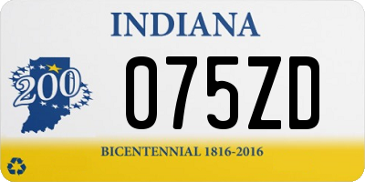 IN license plate 075ZD