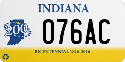 IN license plate 076AC