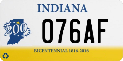 IN license plate 076AF