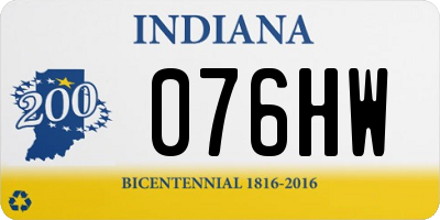 IN license plate 076HW