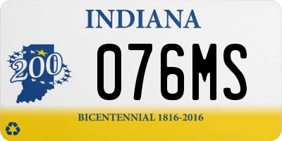 IN license plate 076MS