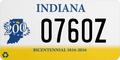 IN license plate 076OZ