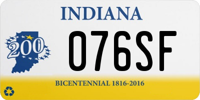 IN license plate 076SF