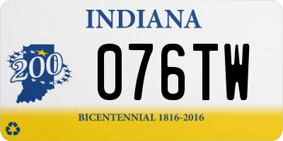 IN license plate 076TW