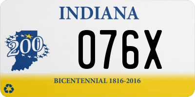 IN license plate 076X