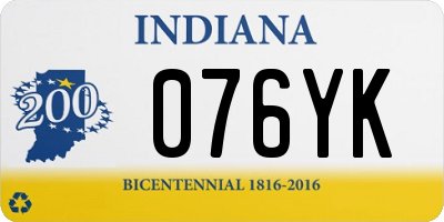 IN license plate 076YK