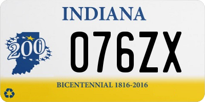 IN license plate 076ZX