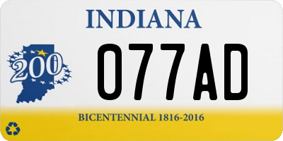 IN license plate 077AD