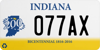 IN license plate 077AX