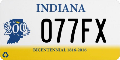 IN license plate 077FX