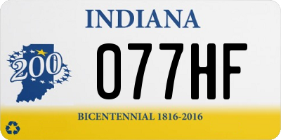 IN license plate 077HF