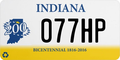 IN license plate 077HP