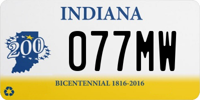 IN license plate 077MW