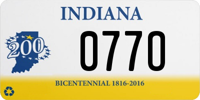 IN license plate 077O