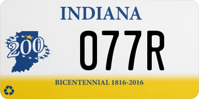 IN license plate 077R