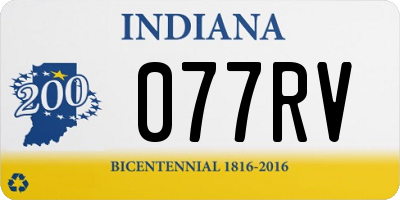 IN license plate 077RV