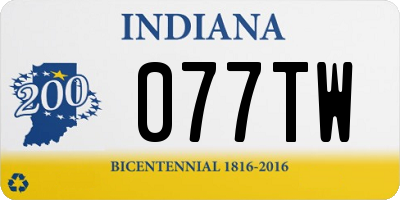 IN license plate 077TW