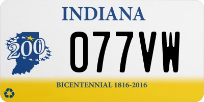 IN license plate 077VW