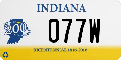 IN license plate 077W