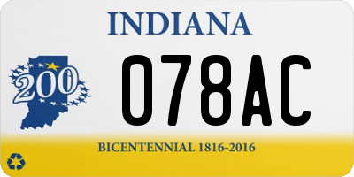 IN license plate 078AC