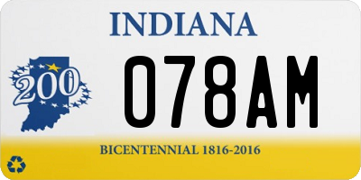 IN license plate 078AM
