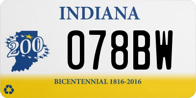 IN license plate 078BW