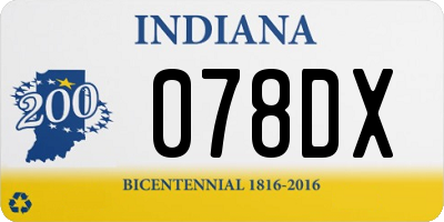 IN license plate 078DX