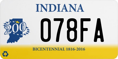 IN license plate 078FA