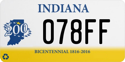 IN license plate 078FF
