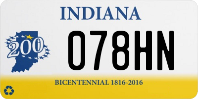 IN license plate 078HN