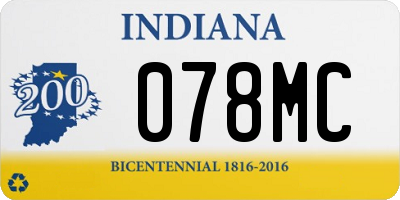 IN license plate 078MC