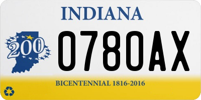 IN license plate 078OAX