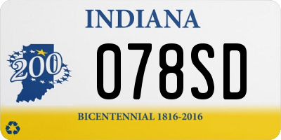 IN license plate 078SD