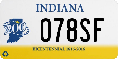 IN license plate 078SF