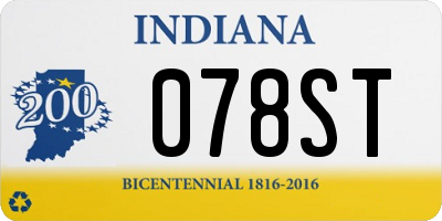 IN license plate 078ST